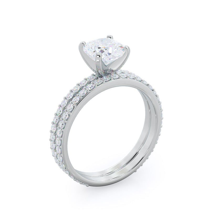 Diamond Pave Engagement Ring with Round Cut Diamond in 14KT Platinum view 4
