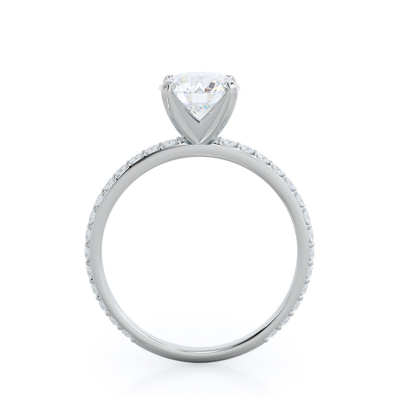 Diamond Pave Engagement Ring with Round Cut Diamond in 14KT Platinum view 2
