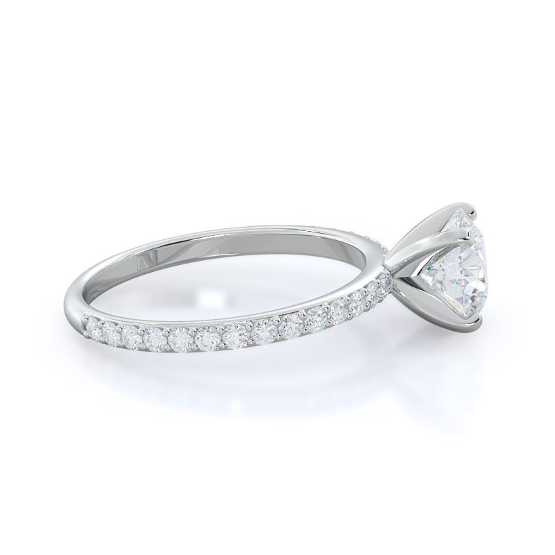 Diamond Pave Engagement Ring with Round Cut Diamond in 14KT Platinum view 3
