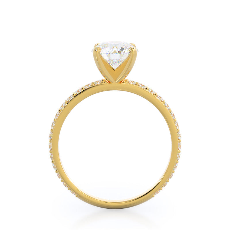 Diamond Pave Engagement Ring with Round Cut Diamond in 14KT Yellow Gold view 2
