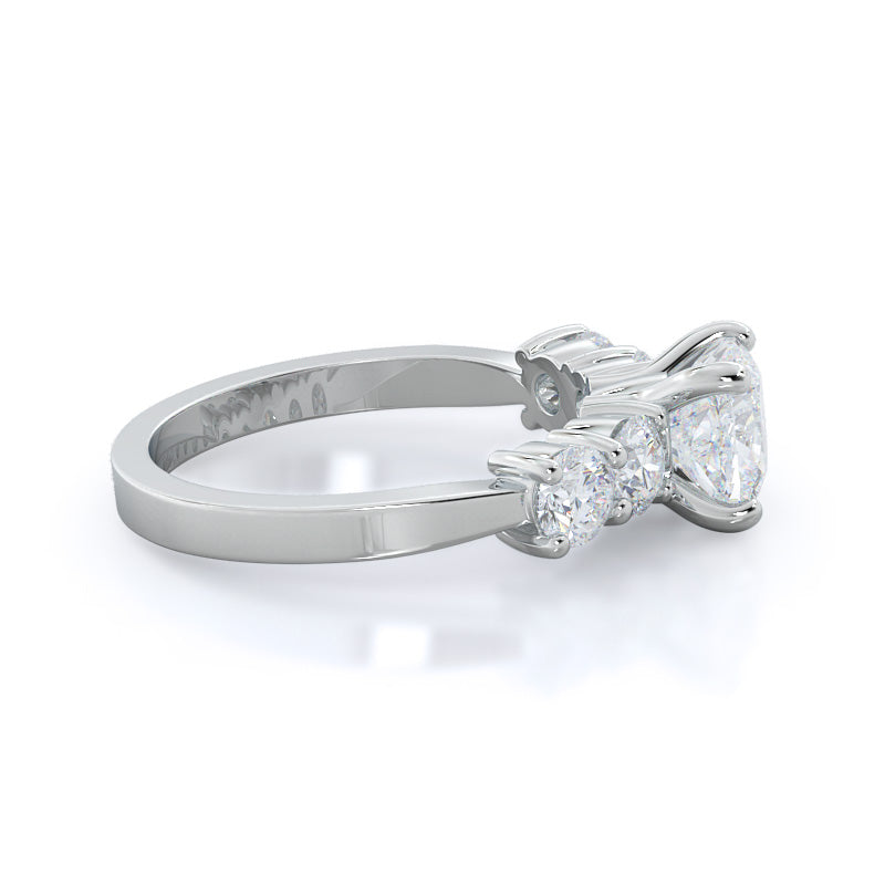 Five Stone Diamond Engagement Ring with Cushion Cut Diamond in 14KT Platinum view 3
