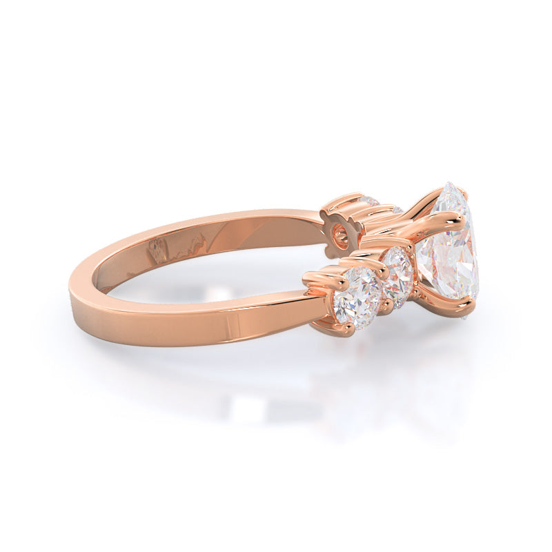 Oval Cut Five Stone Diamond Engagement Ring with Lab Grown Diamond in 14KT Rose Gold view 3
