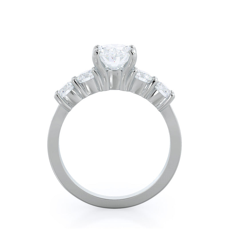 Oval Cut Five Stone Diamond Engagement Ring with Lab Grown Diamond in 14KT Platinum view 2
