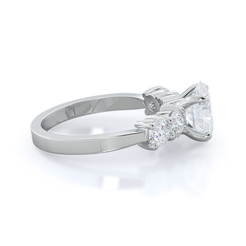 Oval Cut Five Stone Diamond Engagement Ring with Lab Grown Diamond in 14KT Platinum view 3
