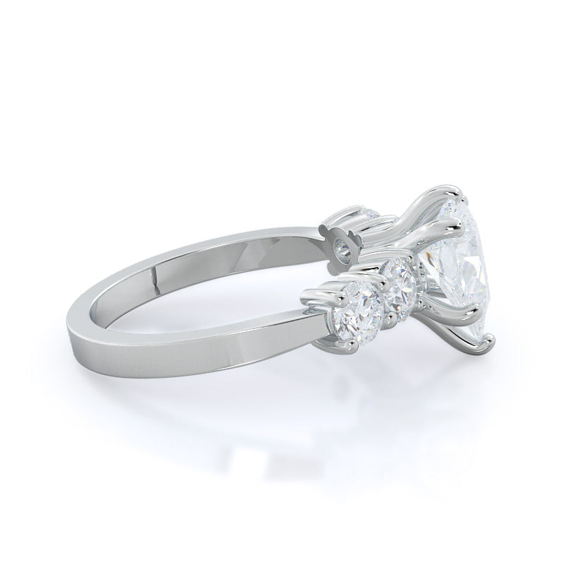 Pear Cut Five Stone Diamond Engagement Ring with Lab Grown Diamond in 14KT Platinum view 3
