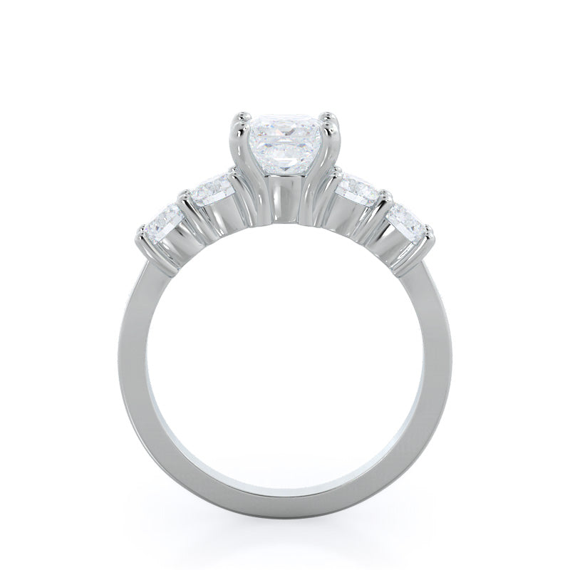 Princess Cut Five Stone Diamond Engagement Ring with Lab Grown Diamond in 14KT Platinum view 2
