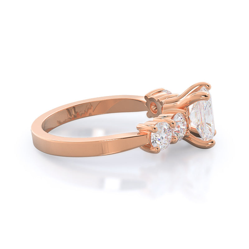 Radiant Cut Five Stone Diamond Engagement Ring with Lab Grown Diamond in 14KT Rose Gold view 3
