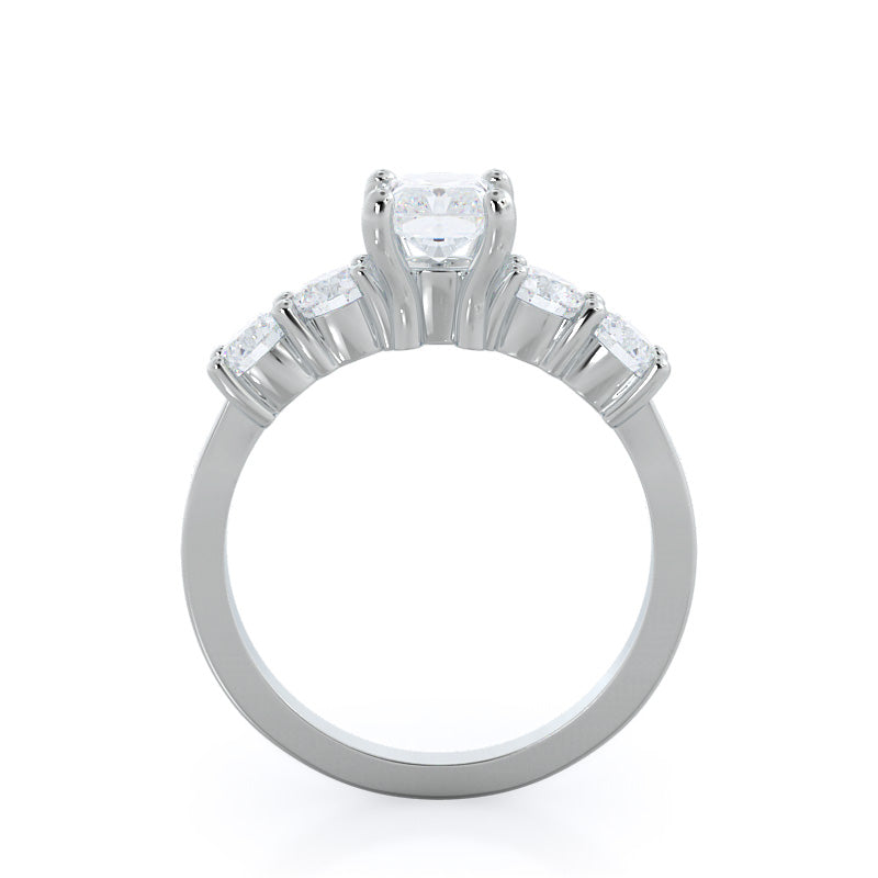 Radiant Cut Five Stone Diamond Engagement Ring with Lab Grown Diamond in 14KT Platinum view 2

