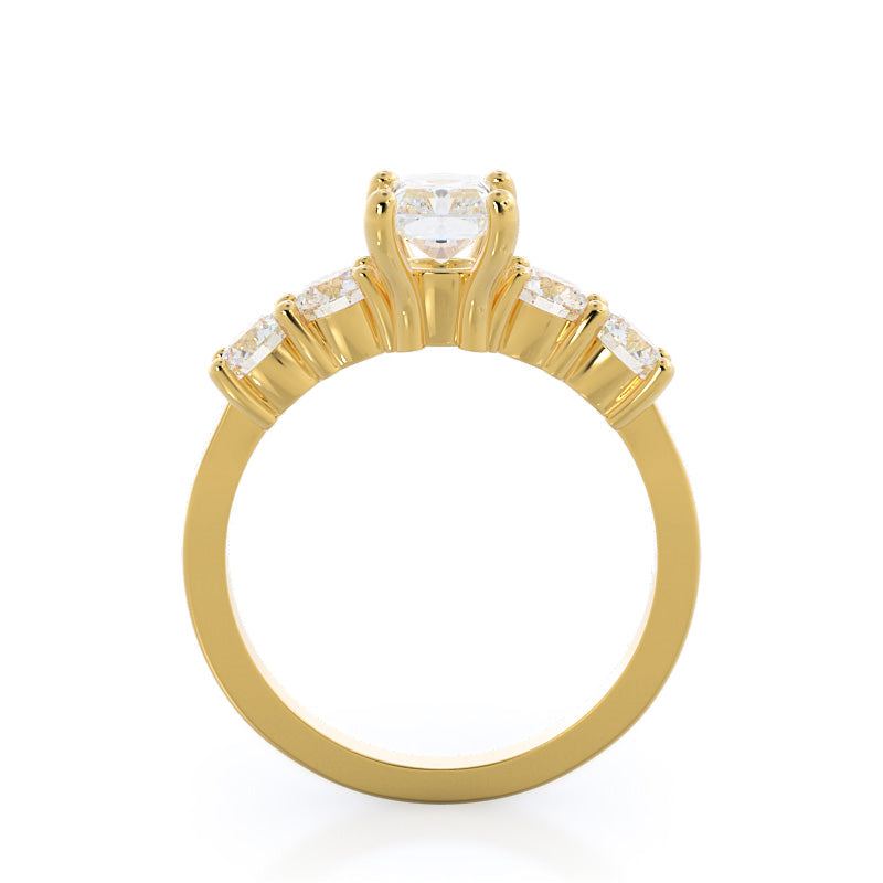 Princess Cut Five Stone Diamond Engagement Ring with Lab Grown Diamond in 14KT Yellow Gold view 2
