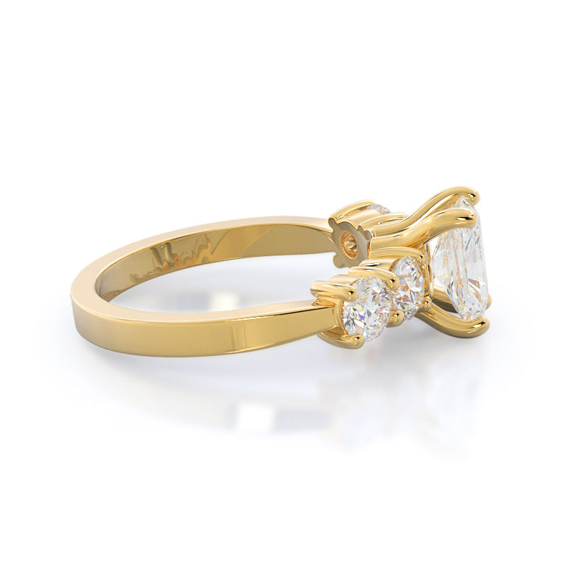 Radiant Cut Five Stone Diamond Engagement Ring with Lab Grown Diamond in 14KT Yellow Gold view 3
