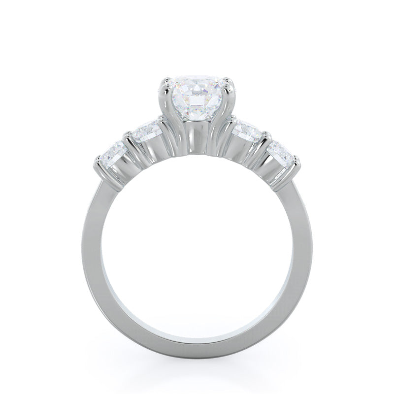 Round Cut Five Stone Diamond Engagement Ring with Lab Grown Diamond in 14KT Platinum view 2
