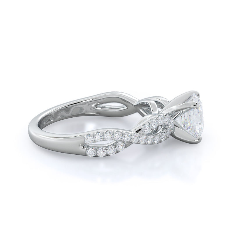 Asscher Cut Braided Cathedral Diamond Engagement Ring with Lab Grown Diamond in 14KT Platinum view 3
