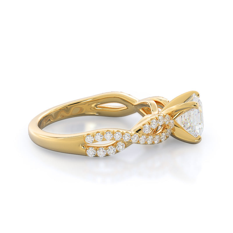 Asscher Cut Braided Cathedral Diamond Engagement Ring with Lab Grown Diamond in 14KT Yellow Gold view 3
