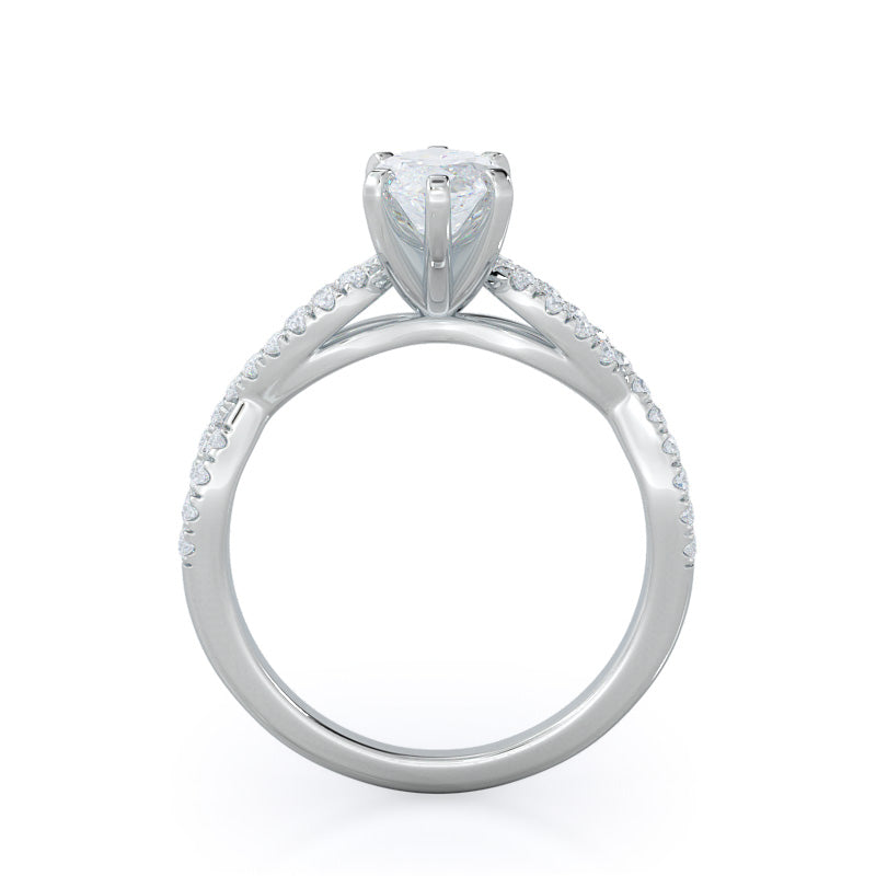 Marquise Cut Braided Cathedral Diamond Engagement Ring with Lab Grown Diamond in 14KT Platinum view 2
