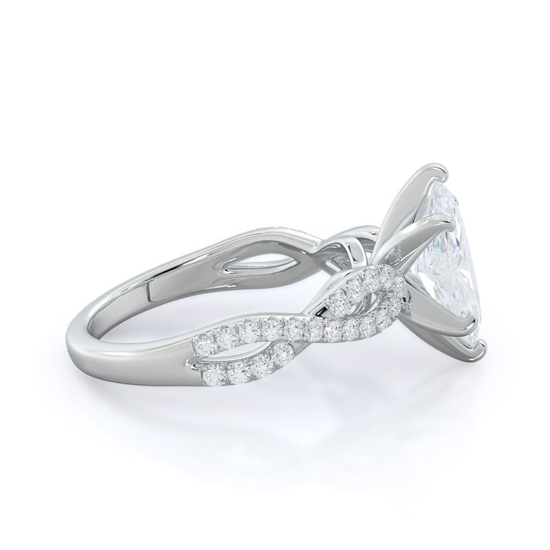 Marquise Cut Braided Cathedral Diamond Engagement Ring with Lab Grown Diamond in 14KT Platinum view 3
