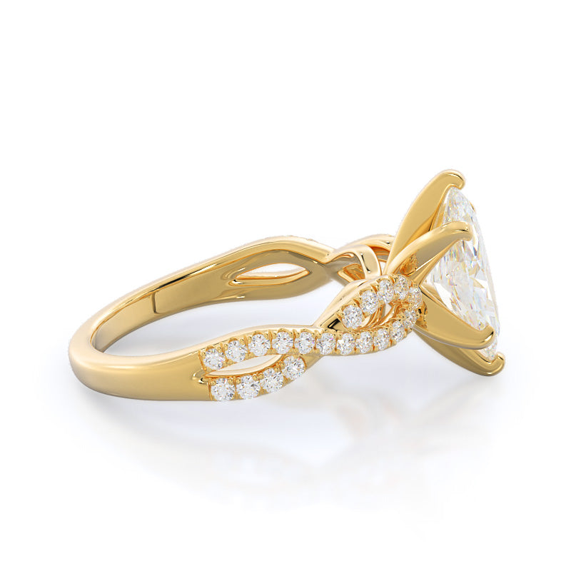 Marquise Cut Braided Cathedral Diamond Engagement Ring with Lab Grown Diamond in 14KT Yellow Gold view 3
