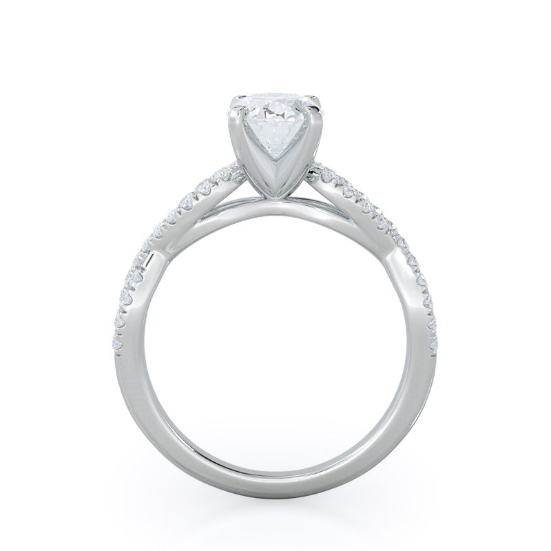 Oval Cut Braided Cathedral Diamond Engagement Ring with Lab Grown Diamond in 14KT Platinum view 2
