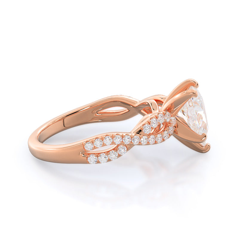Pear Cut Braided Cathedral Diamond Engagement Ring with Lab Grown Diamond in 14KT Rose Gold view 3

