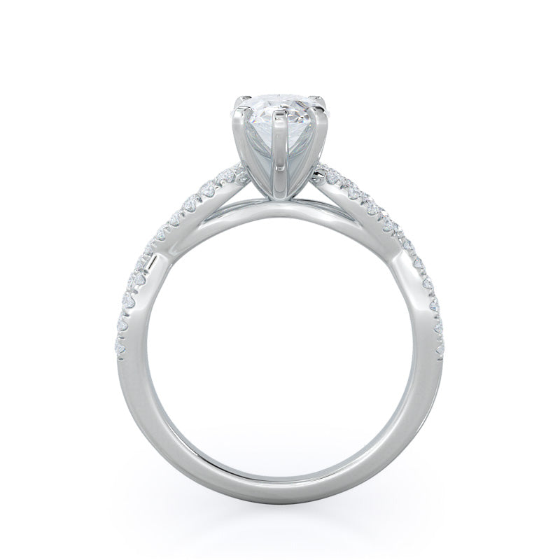 Pear Cut Braided Cathedral Diamond Engagement Ring with Lab Grown Diamond in 14KT Platinum view 2
