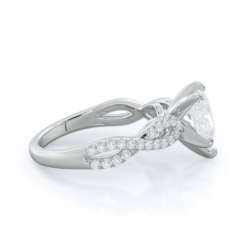 Pear Cut Braided Cathedral Diamond Engagement Ring with Lab Grown Diamond in 14KT Platinum view 3
