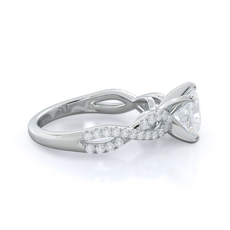 Princess Cut Braided Cathedral Diamond Engagement Ring with Lab Grown Diamond in 14KT Platinum view 3
