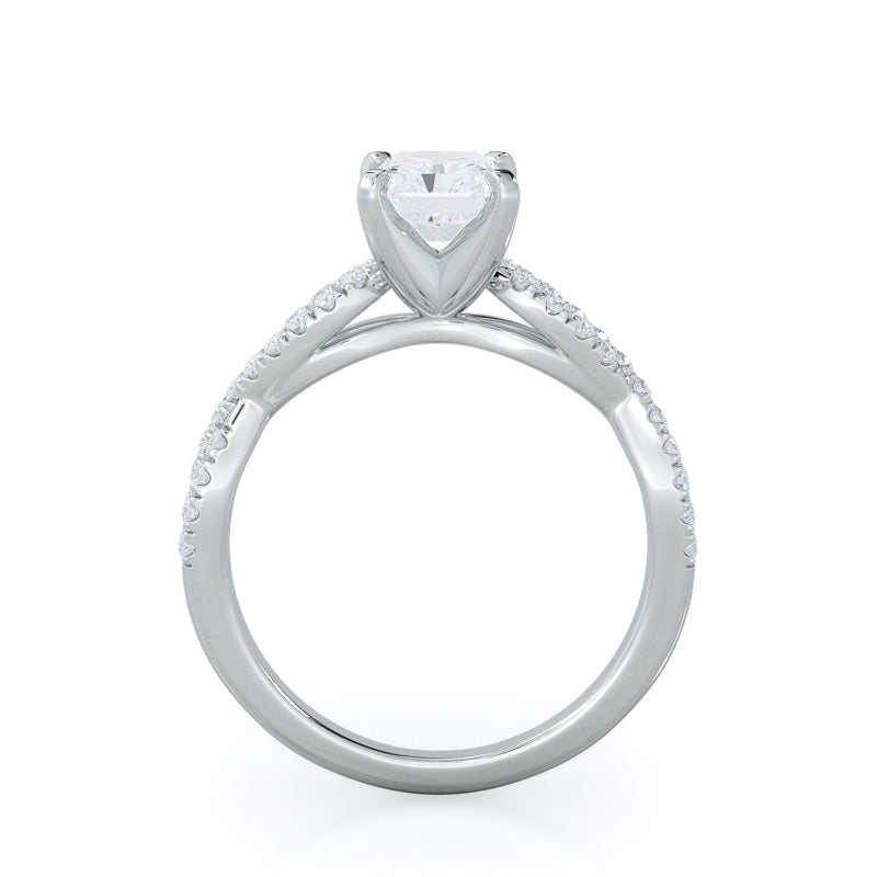 Radiant Cut Braided Cathedral Diamond Engagement Ring with Lab Grown Diamond in 14KT Platinum view 2
