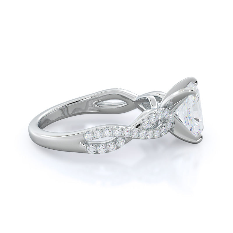 Radiant Cut Braided Cathedral Diamond Engagement Ring with Lab Grown Diamond in 14KT Platinum view 3
