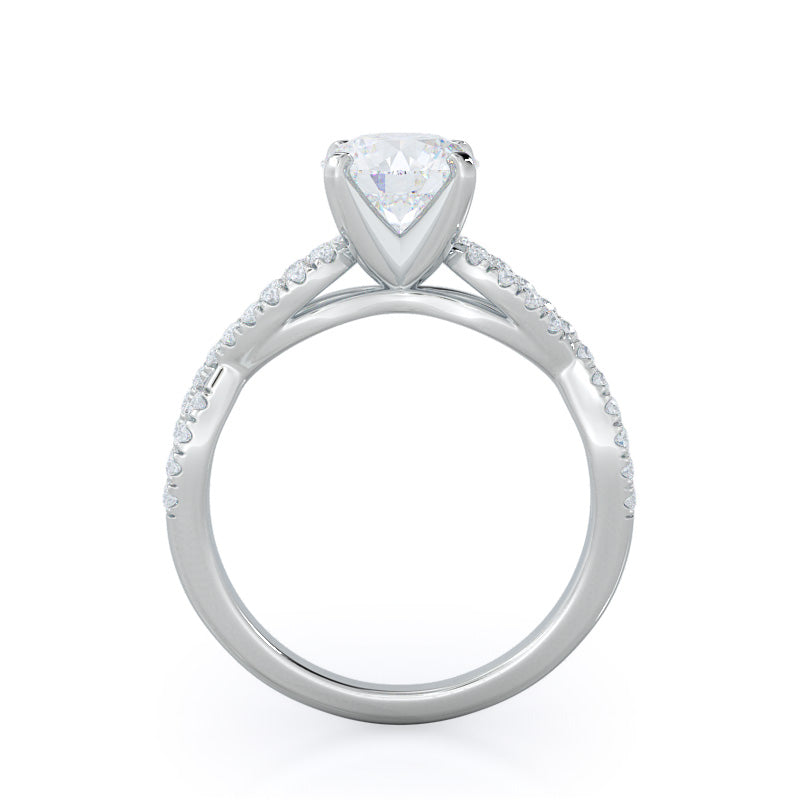 Round Cut Braided Cathedral Diamond Engagement Ring with Lab Grown Diamond in 14KT Platinum view 2
