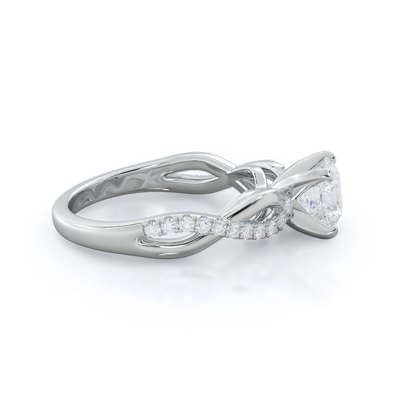 Weaving Diamond Pave Engagement Ring with Asscher Cut Diamond in 14KT Platinum view 3
