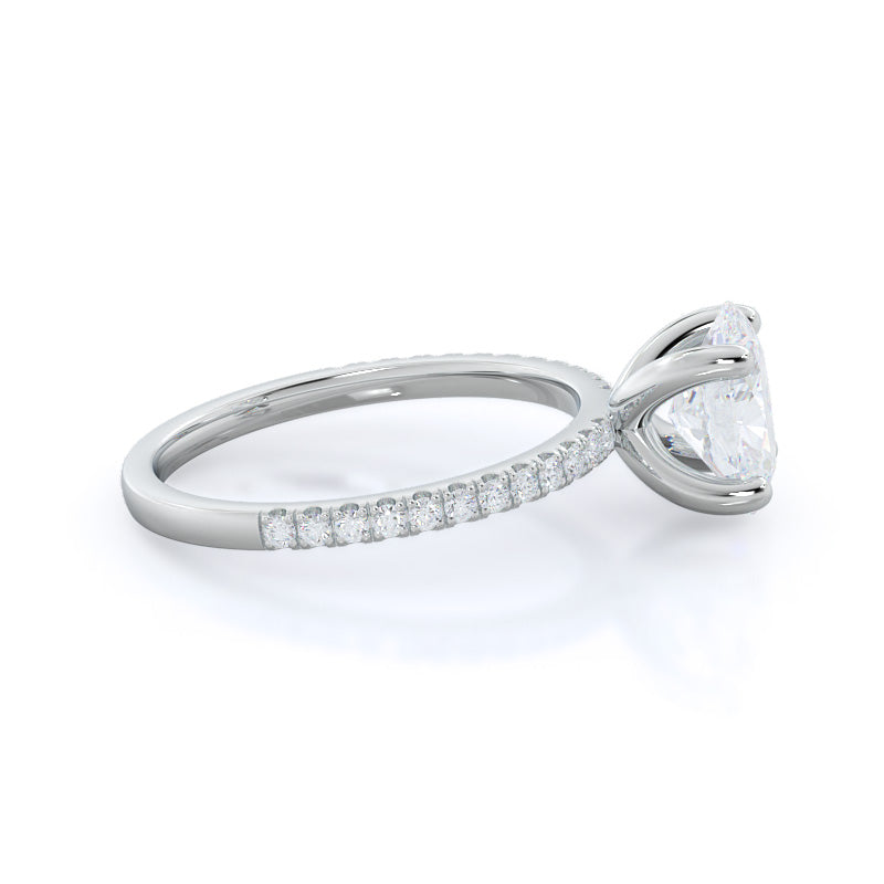 Oval Cut Petite Micro Pave Diamond Engagement Ring with Lab Grown Diamond in 14KT Platinum view 3
