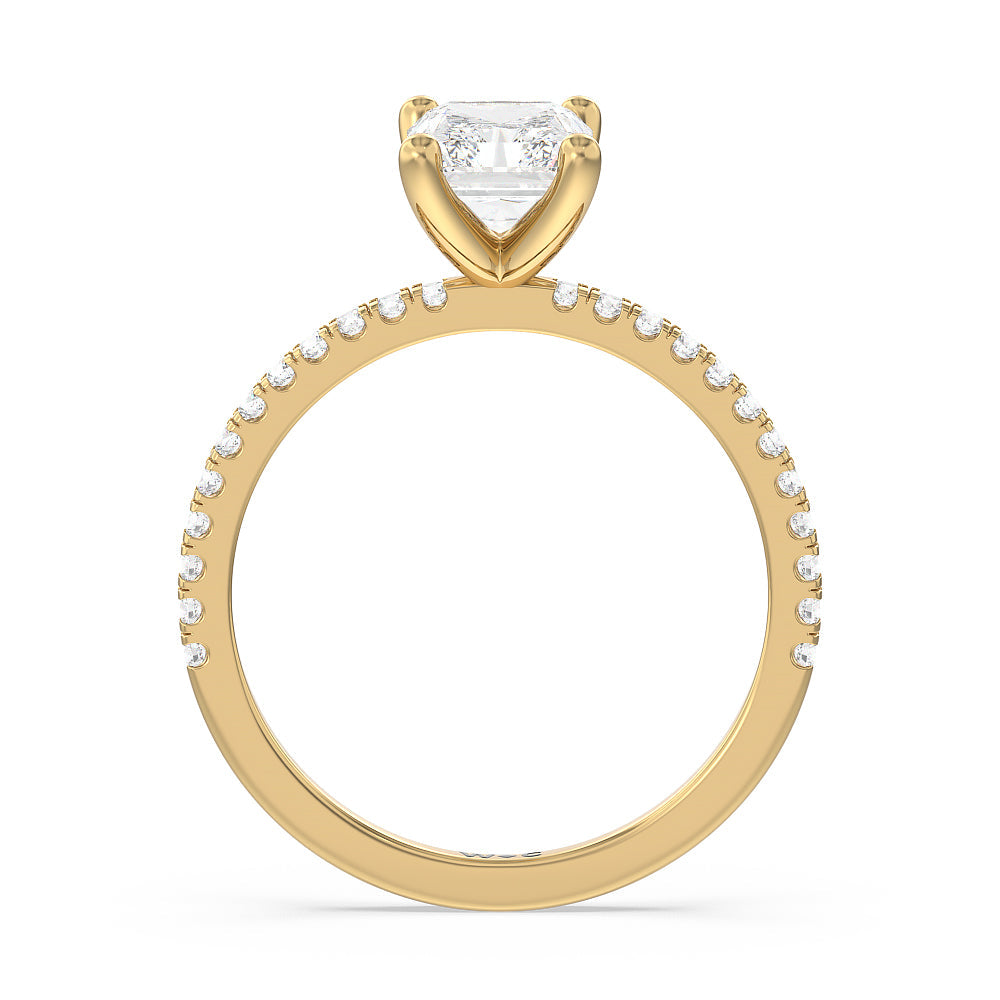 Radiant Cut Petite Micro Pave Diamond Engagement Ring with Lab Grown Diamond in 14KT Yellow Gold view 2
