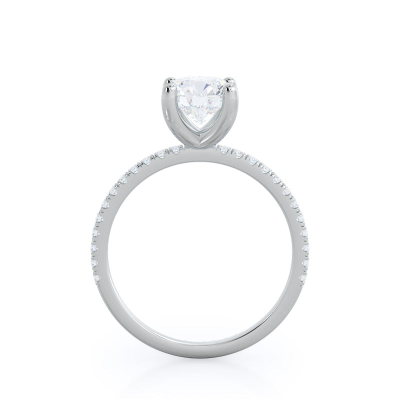 Round Cut Petite Micro Pave Diamond Engagement Ring with Lab Grown Diamond in 14KT Platinum view 2
