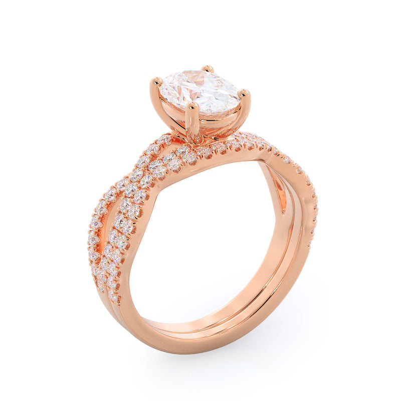 Marquise Cut Forever Twisting Diamond Engagement Ring with Lab Grown Diamond in 14KT Rose Gold view 4
