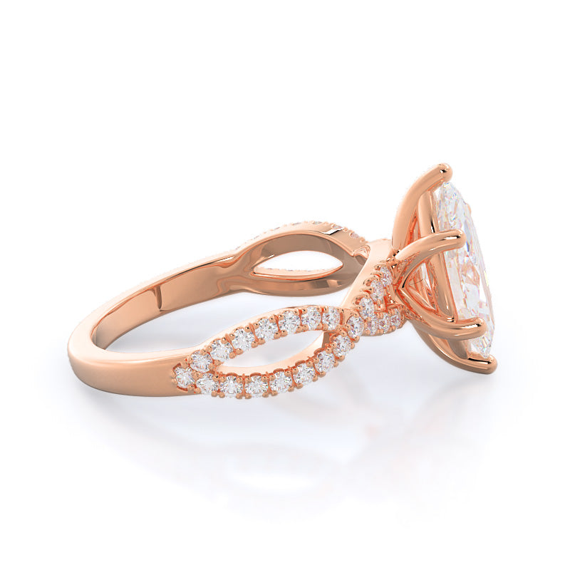 Marquise Cut Forever Twisting Diamond Engagement Ring with Lab Grown Diamond in 14KT Rose Gold view 3
