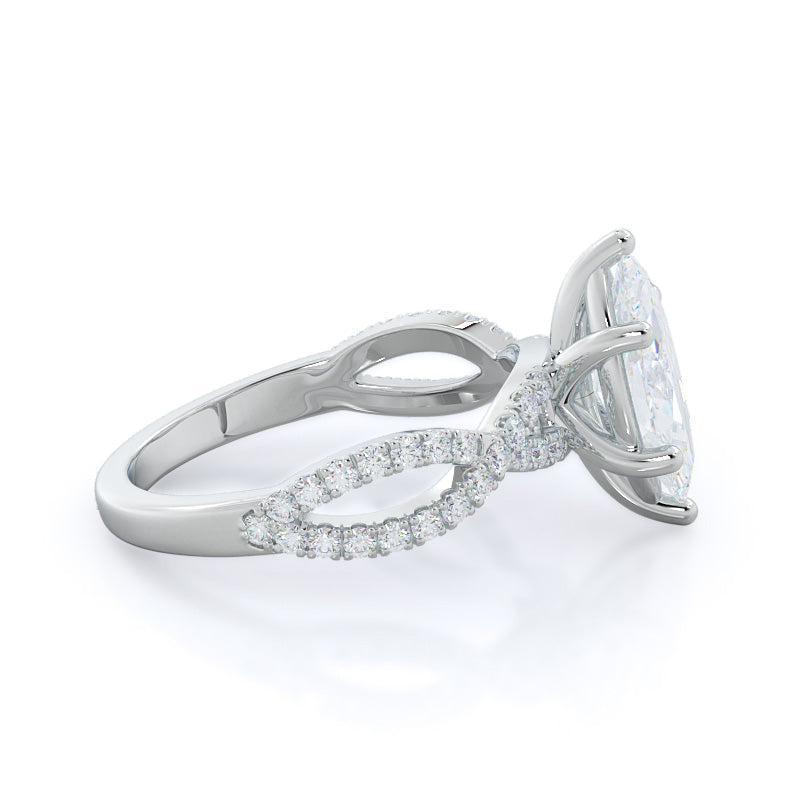 Marquise Cut Forever Twisting Diamond Engagement Ring with Lab Grown Diamond in 14KT Platinum view 3
