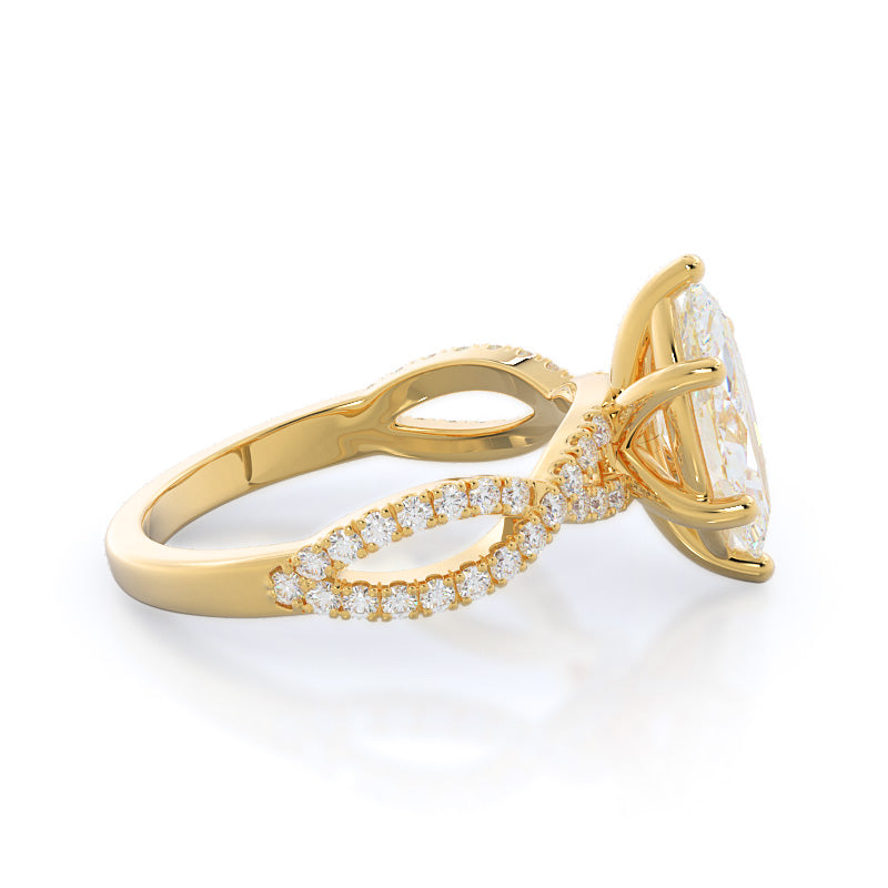 Marquise Cut Forever Twisting Diamond Engagement Ring with Lab Grown Diamond in 14KT Yellow Gold view 3
