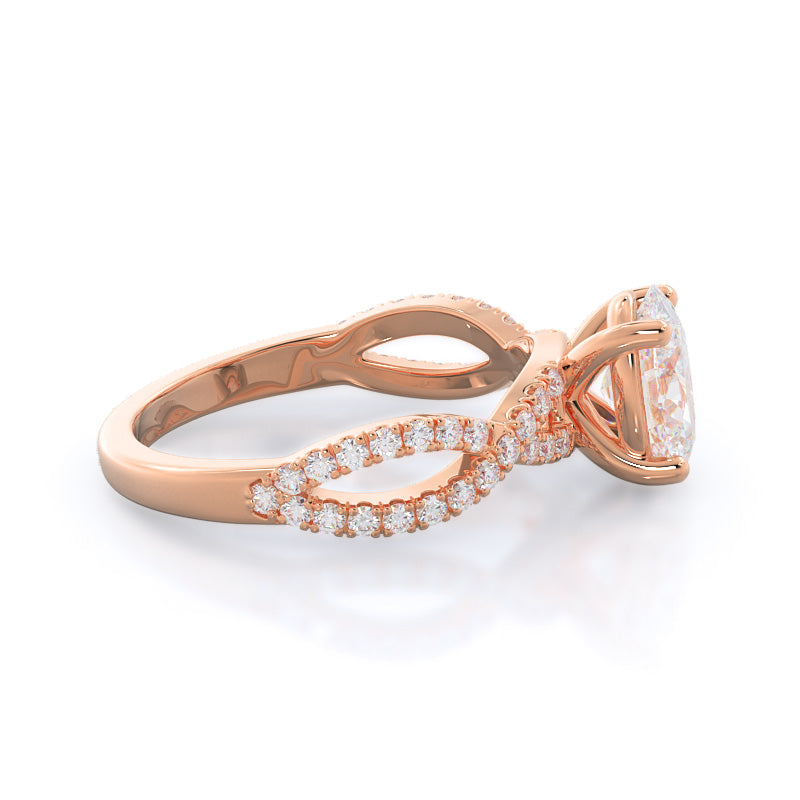 Oval Cut Forever Twisting Diamond Engagement Ring with Lab Grown Diamond in 14KT Rose Gold view 3
