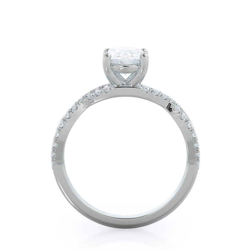 Oval Cut Forever Twisting Diamond Engagement Ring with Lab Grown Diamond in 14KT Platinum view 2
