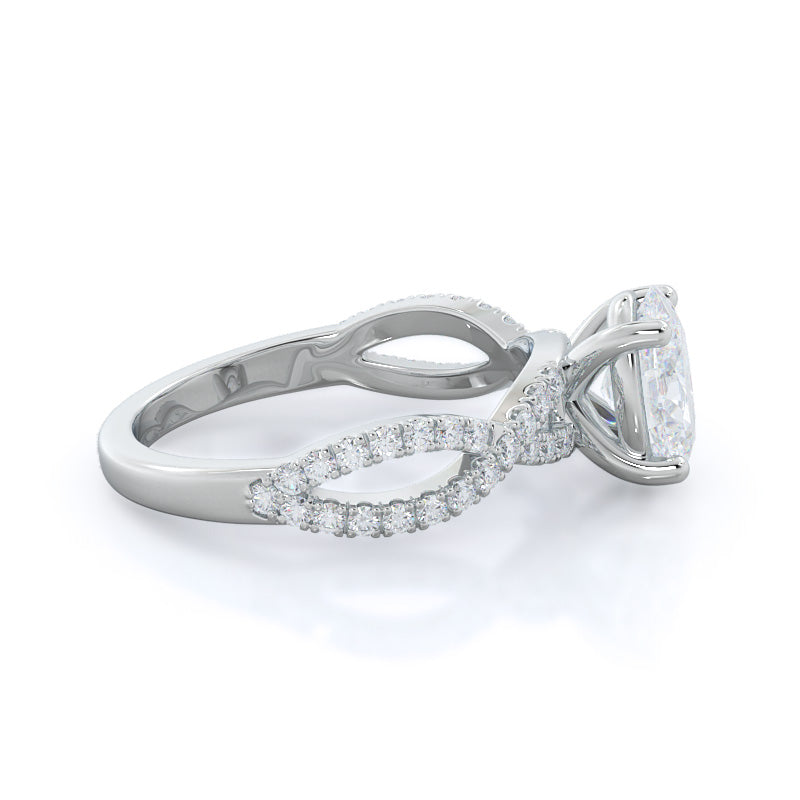 Oval Cut Forever Twisting Diamond Engagement Ring with Lab Grown Diamond in 14KT Platinum view 3
