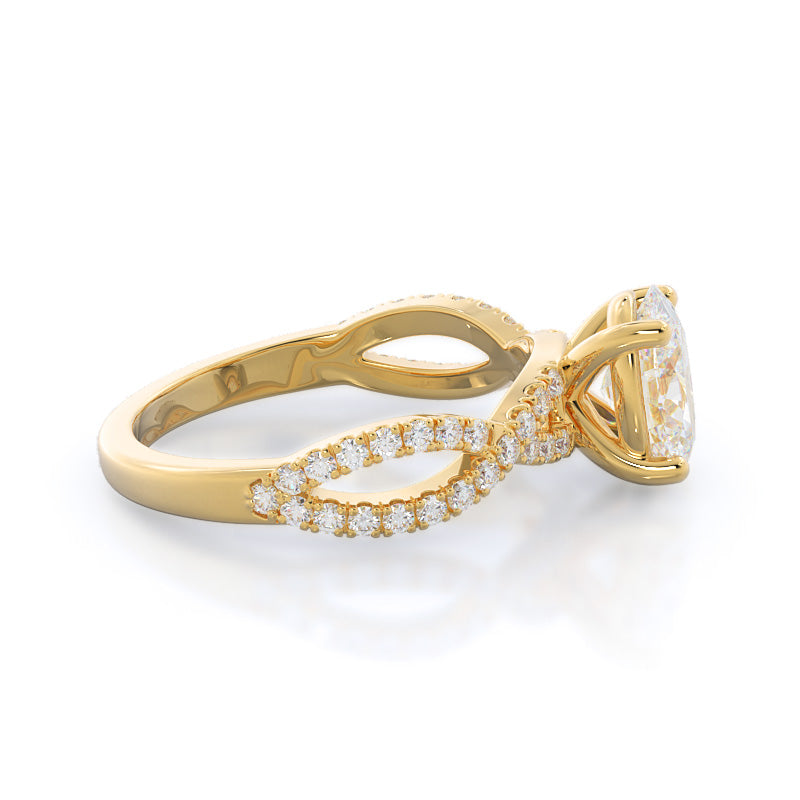 Oval Cut Forever Twisting Diamond Engagement Ring with Lab Grown Diamond in 14KT Yellow Gold view 3
