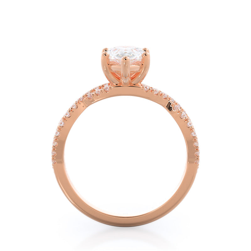 Pear Cut Forever Twisting Diamond Engagement Ring with Lab Grown Diamond in 14KT Rose Gold view 2
