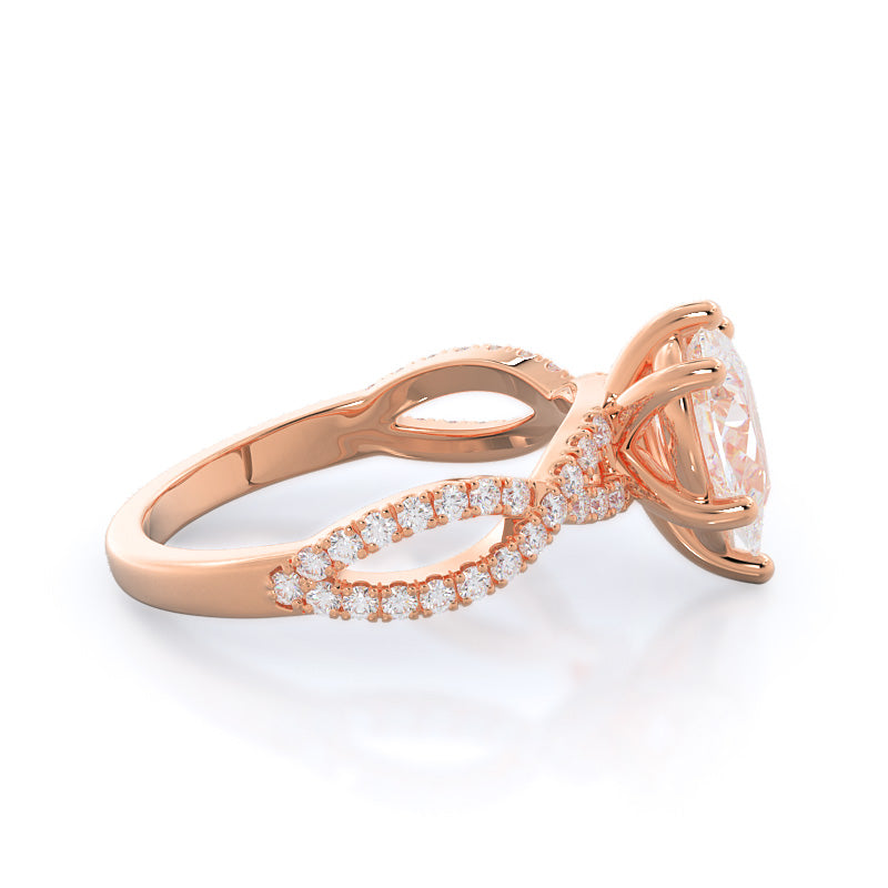 Pear Cut Forever Twisting Diamond Engagement Ring with Lab Grown Diamond in 14KT Rose Gold view 3
