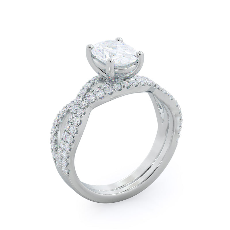 Pear Cut Forever Twisting Diamond Engagement Ring with Lab Grown Diamond in 14KT Platinum view 4
