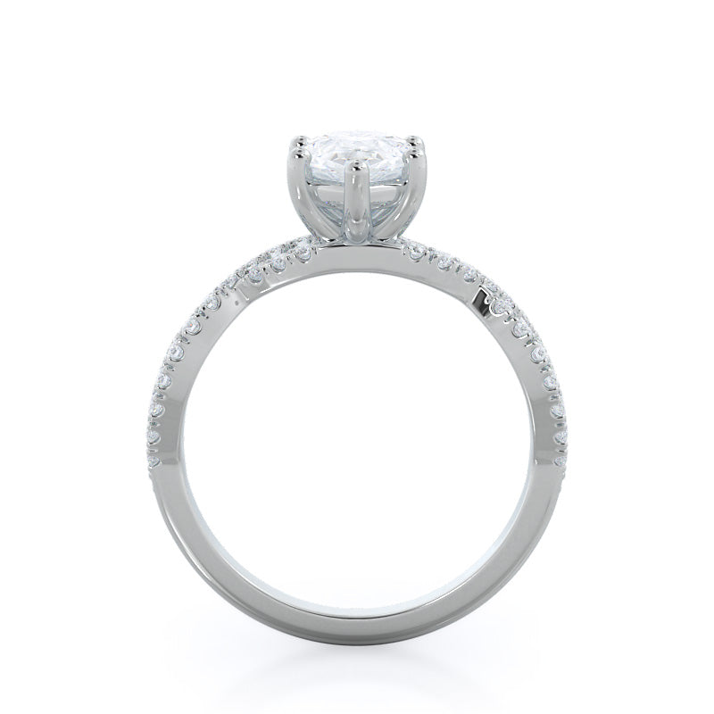 Pear Cut Forever Twisting Diamond Engagement Ring with Lab Grown Diamond in 14KT Platinum view 2
