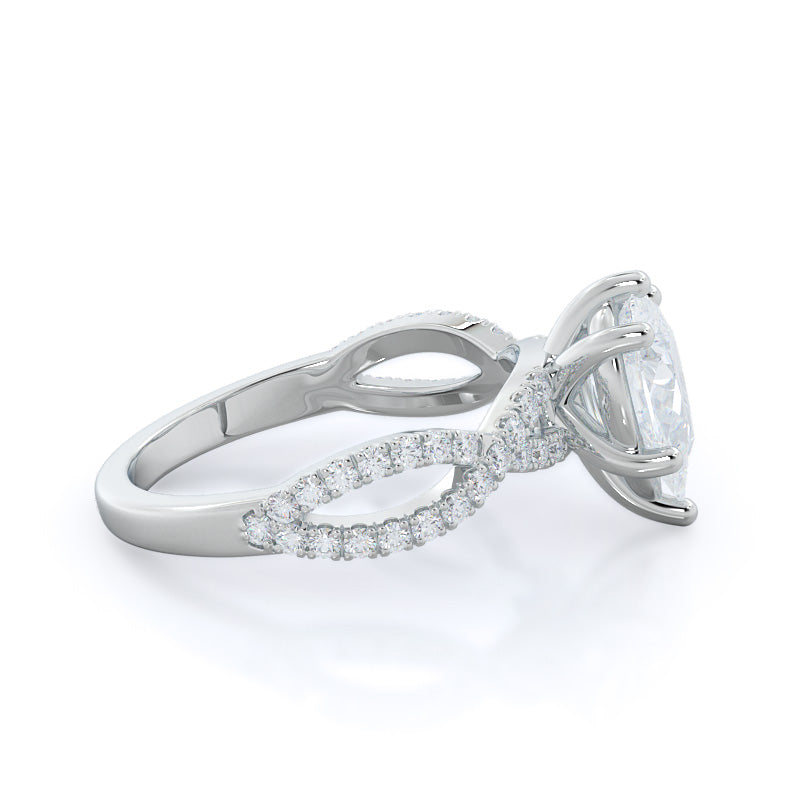 Pear Cut Forever Twisting Diamond Engagement Ring with Lab Grown Diamond in 14KT Platinum view 3
