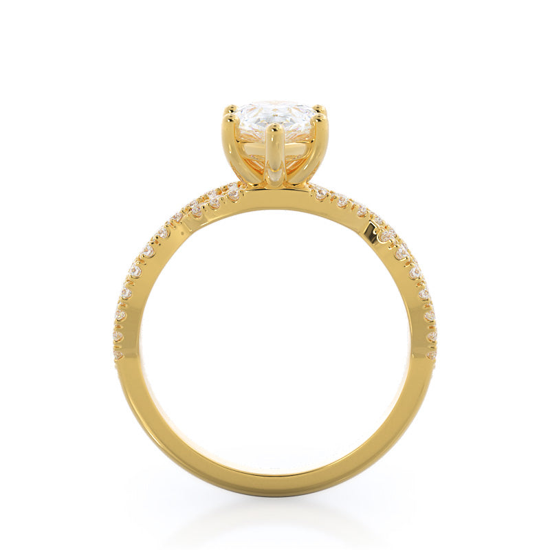 Pear Cut Forever Twisting Diamond Engagement Ring with Lab Grown Diamond in 14KT Yellow Gold view 2
