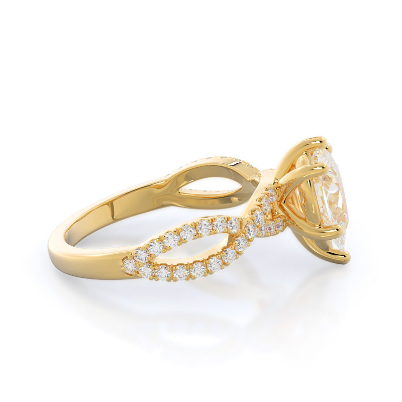 Pear Cut Forever Twisting Diamond Engagement Ring with Lab Grown Diamond in 14KT Yellow Gold view 3
