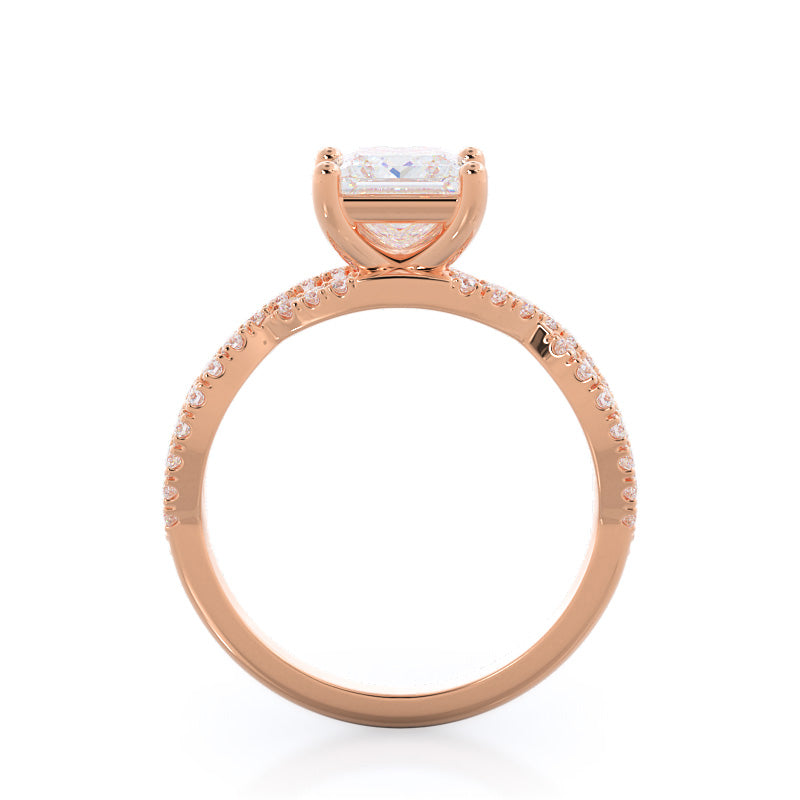 Princess Cut Forever Twisting Diamond Engagement Ring with Lab Grown Diamond in 14KT Rose Gold view 2
