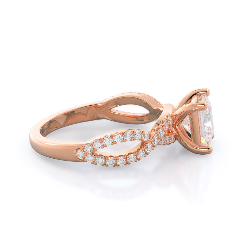 Princess Cut Forever Twisting Diamond Engagement Ring with Lab Grown Diamond in 14KT Rose Gold view 3
