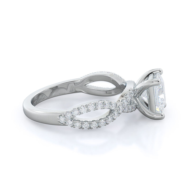 Princess Cut Forever Twisting Diamond Engagement Ring with Lab Grown Diamond in 14KT Platinum view 3
